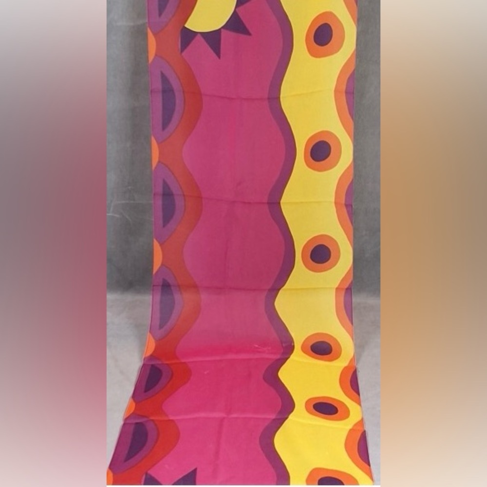 NEW Accessory Street Designer Scarf 58”X15” Colorful Polyester Italy Vintage